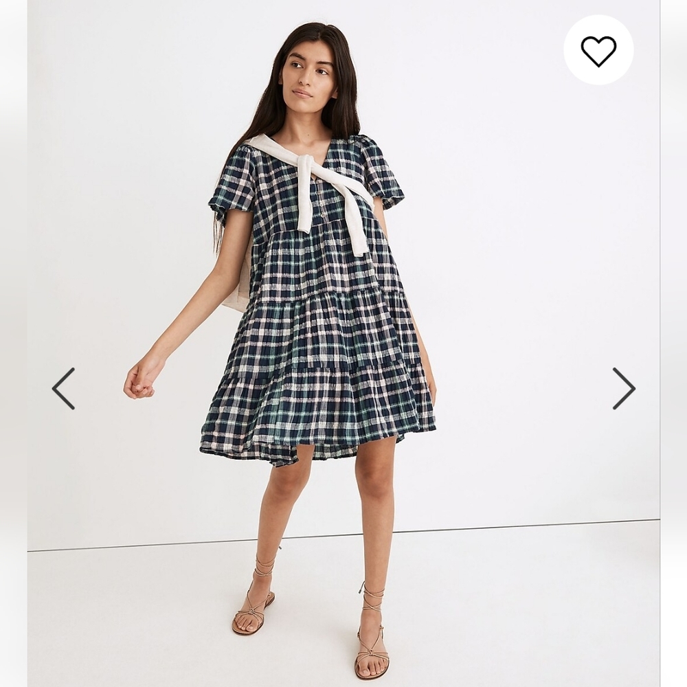 Madewell Plaid Button Front Tiered Babydoll Dress XXS